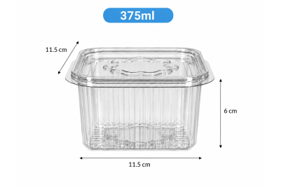 375ml Clear Plastic Recyclable Hinged Containers