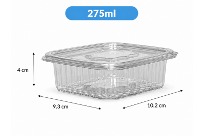 250ml Clear Plastic Recyclable Hinged Containers