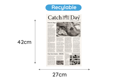 27x42cm White Catch of the Day Recyclable Greaseproof Paper