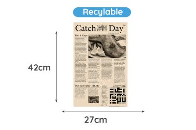 27x42cm Brown Catch of the Day Recyclable Greaseproof Paper