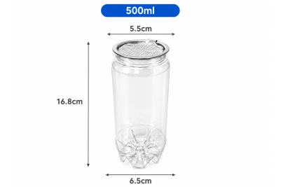 500ml Strong PET Plastic Recyclable Cans & Lids (Peel Off Lid)