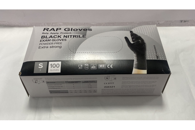 SMALL Black Latex-Free Recyclable Examination Gloves