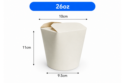 26oz White Cardboard Recyclable Rounded Noodle Boxes