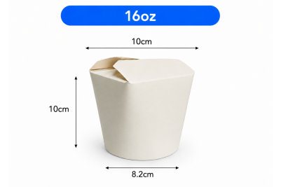 16oz White Cardboard Recyclable Rounded Noodle Boxes