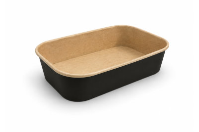 500ml Black Rectangle Combo Meal Box & Lids