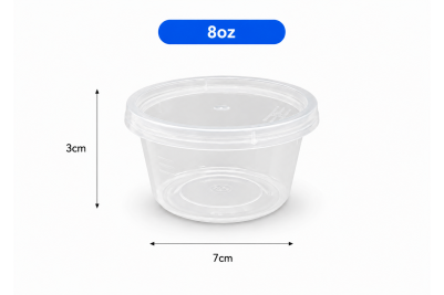 8oz Clear Plastic Microwaveable SATCO Portion Pots with Lids