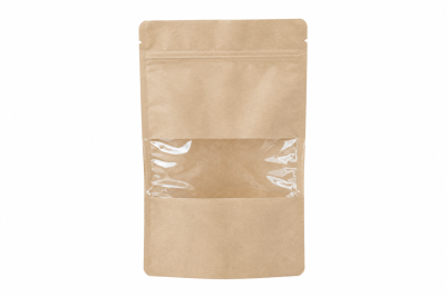 13X22.5cm Brown Kraft Recyclable Clear Film Window Food Pouches