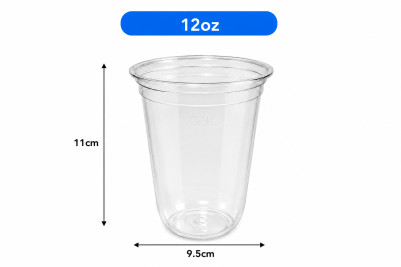 12oz - 300ml U Shape PET Plastic Recyclable Tumbler Milkshake Cups