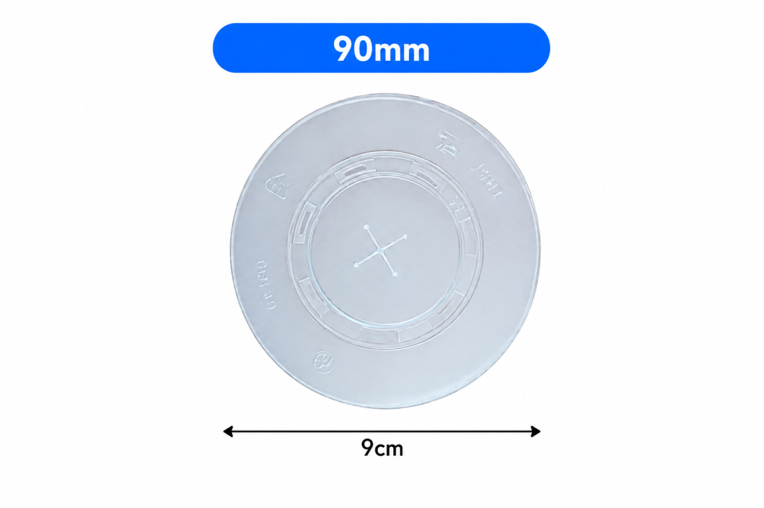 Ps Container Lids 90mm Flat PS Lids with X-Slot | Recyclable Paper Cup Lids | MyPackaging