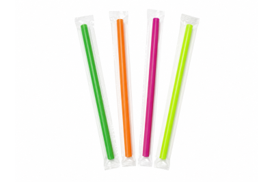 12x210mm Multi-Coloured Pointed Neon Plastic Recyclable Bubble Tea Straws