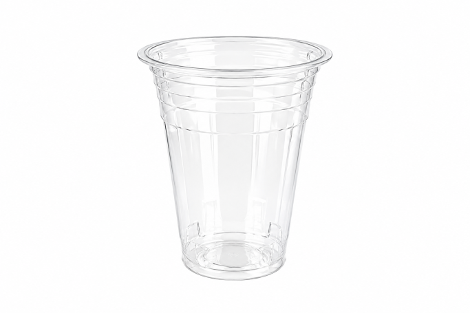 16oz Clear Plastic Recyclable PP Bubble Tea Flat Cups