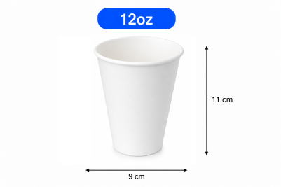 12oz White Paper Recyclable Cups (Cold Drink)