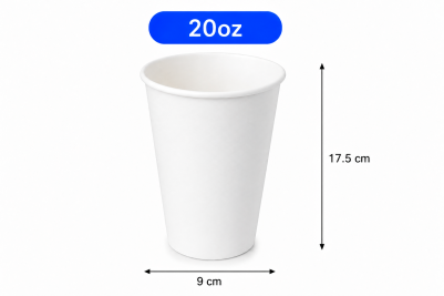 20oz White Paper Recyclable Cups (Cold Drink)