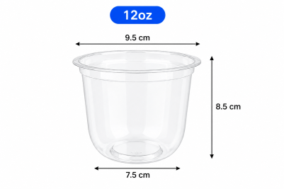 12oz Clear Plastic Recyclable PP Bubble Tea U Cups