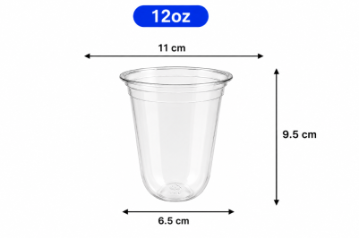 12oz - 300ml U Shape PET Plastic Recyclable Tumbler Milkshake Cups