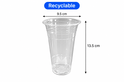 22oz Clear Plastic Recyclable PP Bubble Tea Flat Cups