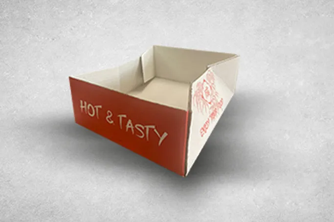Small Red/White Cardboard Biodegradable Takeaway Trays