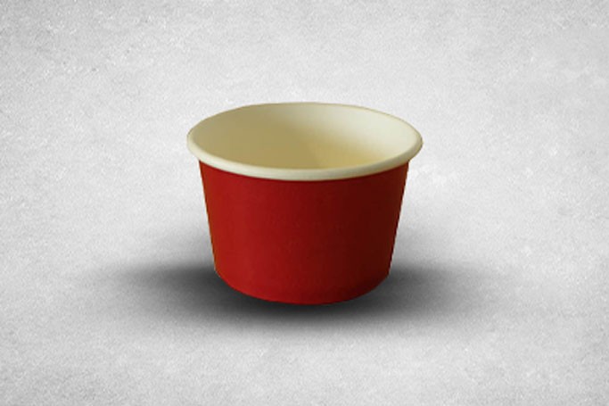 4oz Red Laminated Paper Recyclable Ice Cream Tub