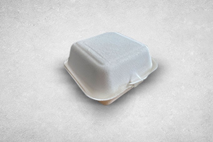6″ White Bagasse Biodegradable Burger Boxes