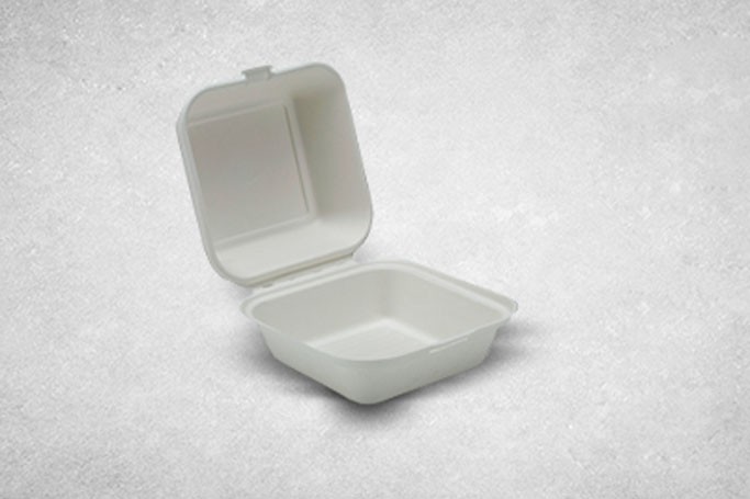 6″ White Bagasse Biodegradable Burger Boxes