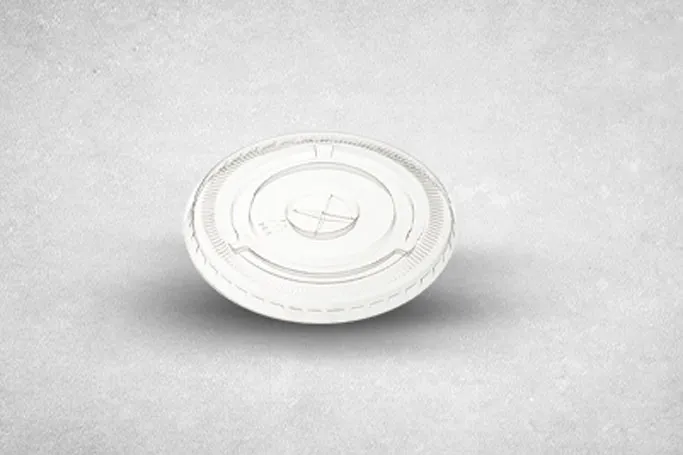 74mm Plastic Recyclable CL74X Flat Lids with Straw Cut