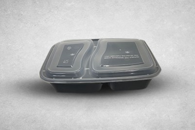 1000ml Black Plastic Microwaveable 2-Compartment YQ6828 Containers with Lids