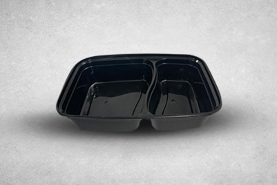 1000ml Black Plastic Microwaveable 2-Compartment YQ6828 Containers with Lids