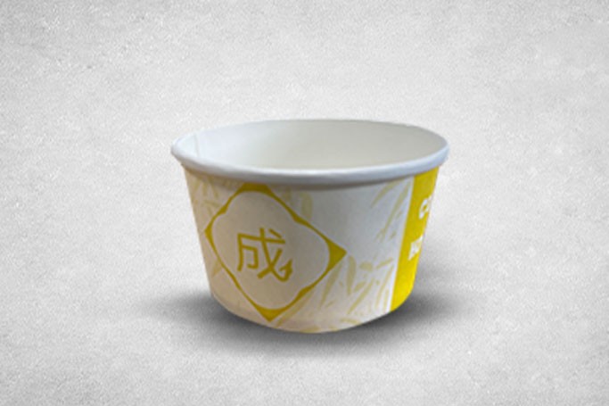 12oz Yellow Printed Paper Recyclable Soup Bowls