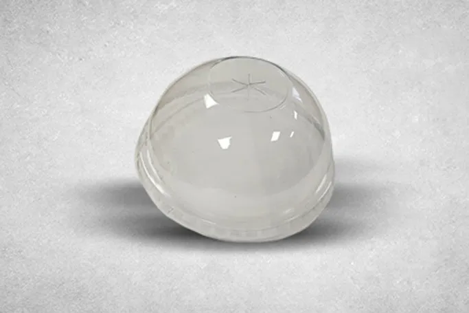 95mm Clear Plastic Recyclable Dome Lids with Straw Cut