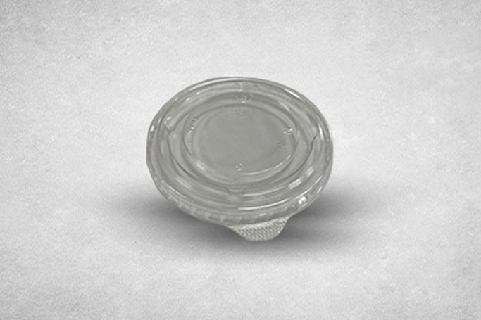 95mm Clear Plant-Based Plastic Compostable PLA Flat Lids with Straw Cut