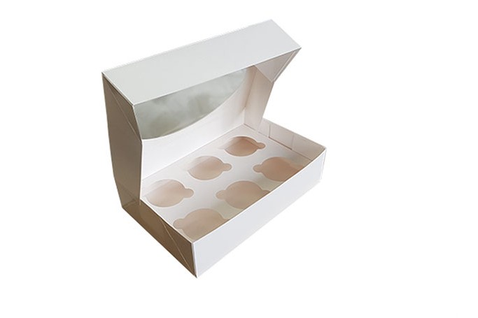 Large White Cardboard Recyclable Window Cake Box with Insert
