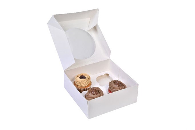 Medium White Cardboard Recyclable Window Cake Box with Insert