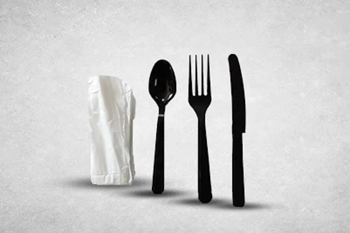 Regular Black Plastic Recyclable Cutlery Set