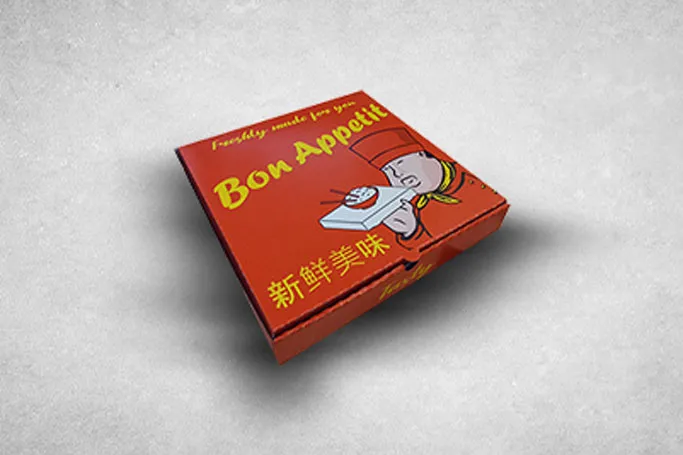 12″ Red Cardboard Biodegradable Corrugated Bon Appetit Pizza Boxes
