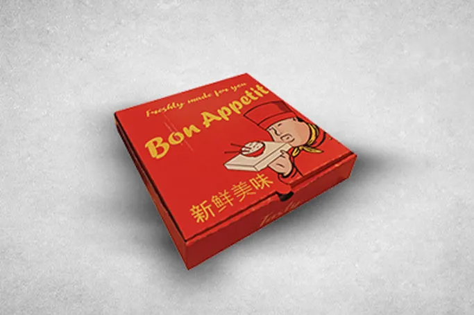 10″ Red Cardboard Biodegradable Corrugated Bon Appetit Pizza Boxes