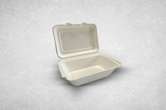 7″x5″ White Bagasse Biodegradable Clamshell Boxes