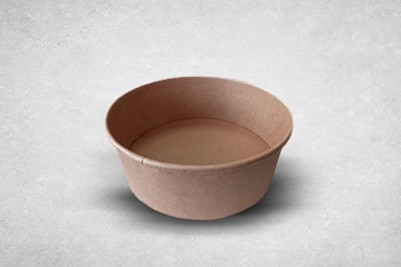 1100ml Brown/Kraft Recyclable Wide Round Soup Bowls with Plastic Lids